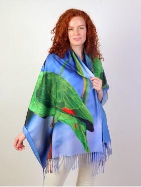 Parrot Oil Painting Design Fashion Scarf W/ Fringes